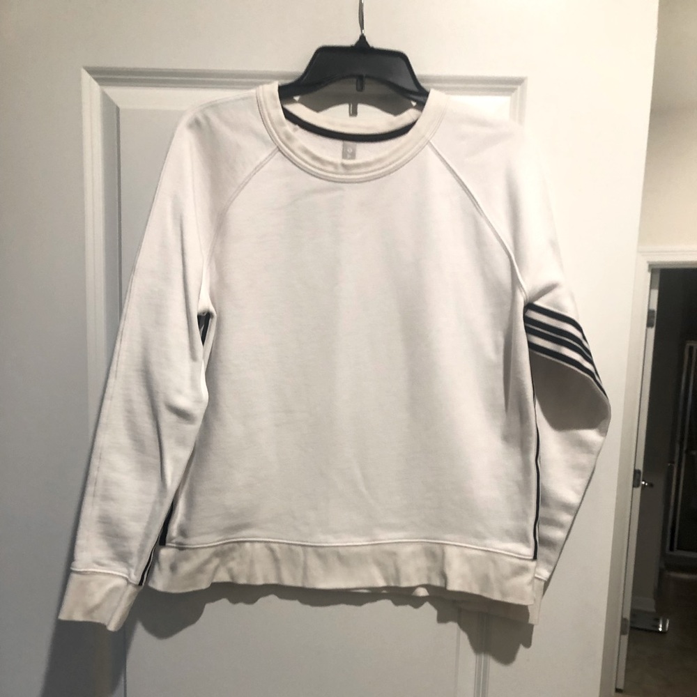 Athleta White Sweatshirt with Black stripes